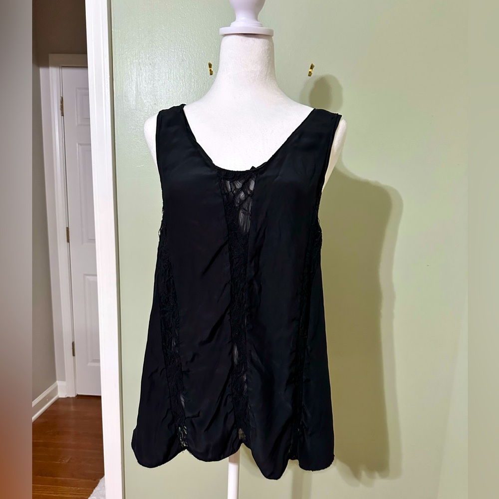 Rag & Bone Black silk and lace tank top